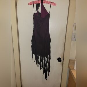 Purple and Black Fringe Dress